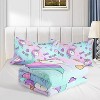 Cartoon Unicorn Comforter Set Full Size – Purple Pink Rainbow Bedding with 1 Comforter & 2 Pillowcases, Bowknot Heart Quilt Set for Girls & Women - 3 of 4