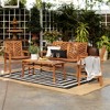 4pc Slatted Chevron Acacia Wood Patio Chat Set - Saracina Home - 2 of 4