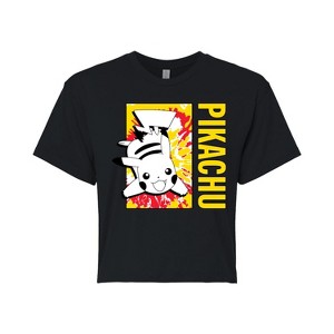 Women's - Pokémon - Tie Dye Pikachu Cropped Graphic T-Shirt - 1 of 4