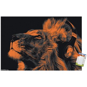 Trends International Lion With Headphones Unframed Wall Poster Prints - 1 of 4