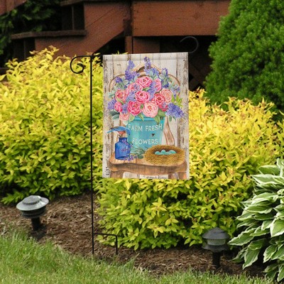 Farm Fresh Peonies Spring Garden Flag with Floral Design