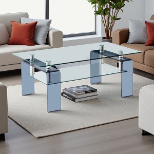 Medium Glass & Metal 2-Tier Coffee Table - 1 of 4