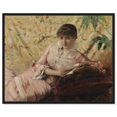 Art Remedy Parisienne reading by Albert Edelfelt Classic Landscape and Portrait Wall Art Framed