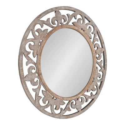 31.5" Shovali Round Wall Mirror White - Kate & Laurel All Things Decor