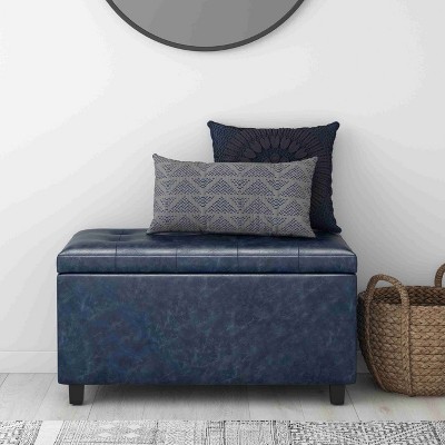 CAVINAS Faux Leather Storage Ottoman Bench,Upholstered Ottoman with Tufted Diamond Detail for Living Room,Bedroom