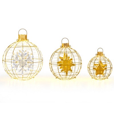Tangkula 3 Sizes Christmas LED Lighted Sphere Balls Outside Pre-Lit Lantern Balls for Tree with 732 LED Lights Zip Ties & Ground Stakes Holiday Lights