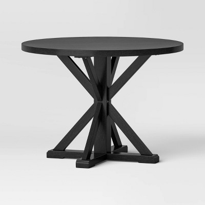 Litchfield 42" Round Dining Table Black - Threshold™: Rubberwood, Non-Extension, Seats 4, Criss Cross Base