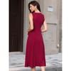 INSPIRE CHIC Women's Business Office V Neck Sleeveless Faux Pockets A-Line Midi Dresses - 3 of 4