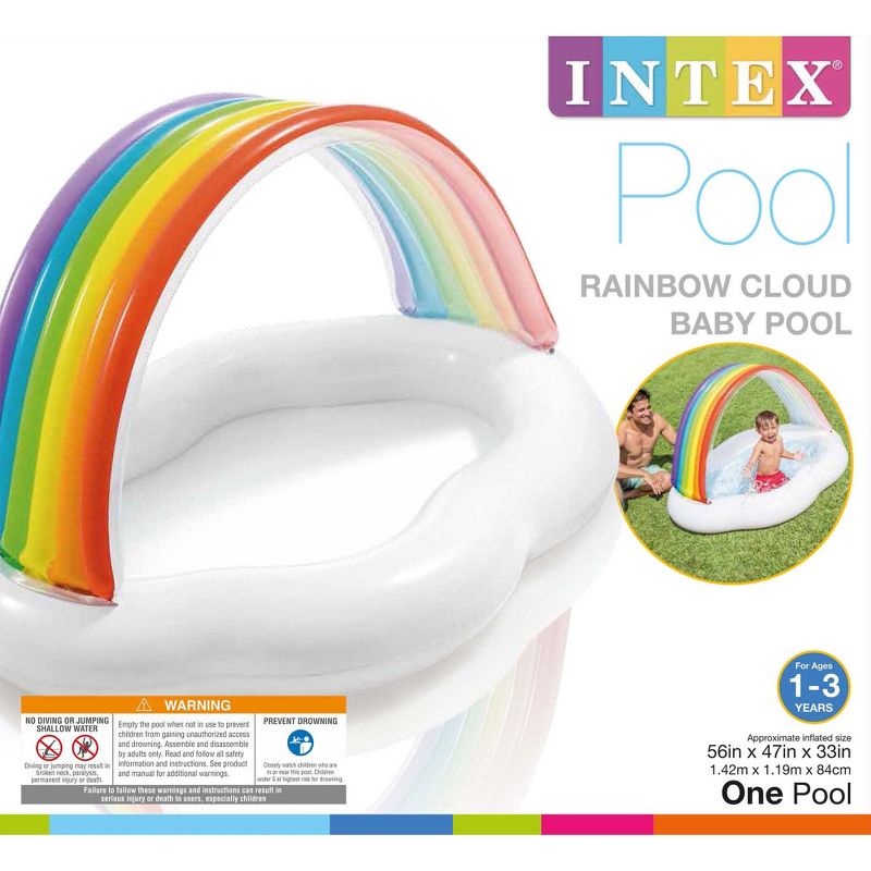 Intex 57141EP Round Inflatable Rainbow Cloud Outdoor Baby Pool for Ages 1-3 Years Old, 4 of 5