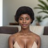 Unique Bargains Women's Straight Short Hair Wig Real Human Hair 3in Black 1 Pc - 2 of 4