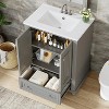 Tribesigns 24" Bathroom Vanity with Ceramic Sink Combo, Freestanding Bathroom Storage Vanity Cabinet with 2 Doors & 1 Drawer,Gray - 3 of 4