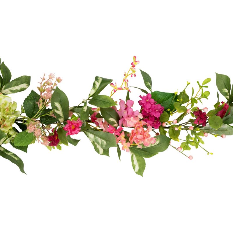 Northlight Leafy Hydrangea Artificial Floral Spring Garland - 5'  - Pink, 3 of 6