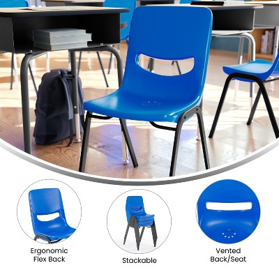 Navy Ergonomic Armless Metal Stacking Classroom Chair