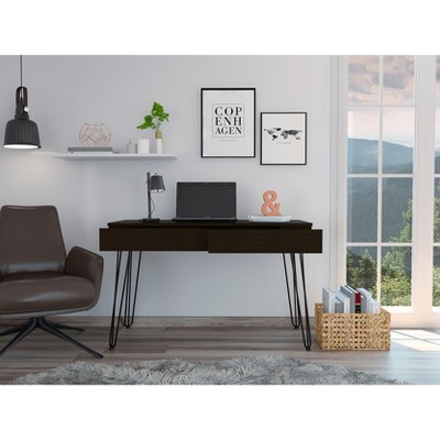 NicBex Home Office Desk 47.3" L Modern Writing Desk with 2 Large Drawers, Hairpin Legs and Wooden Desktop for Office, Study, Living Room