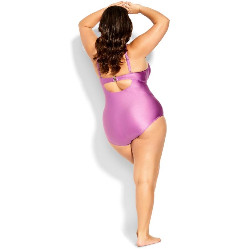 Women's Plus Size Cancun Underwire Shine 1 Piece - orchid | CITY CHIC, 2 of 4
