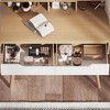 Makeup Vanity Desk with 3 Adjustable Lighted Mirror with solid wood table feet , Dressing Table Set with 4 drawers and 3 open shelves - 4 of 4
