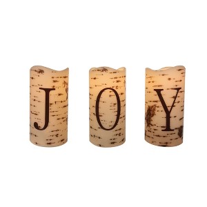 Northlight of 3ct Battery Operated “JOY” LED Christmas Candle Set 6” - White/Black - 1 of 4