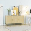 Aghana Digitals Natural Boho Sideboard with Woven Rattan Doors, 2-Tier Adjustable Shelves & - 2 of 4