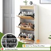Garvee 3 Flip Drawers Shoe Storage Cabinet with 1 Drawer ¨C Freestanding Narrow Rattan Shoe Rack with Metal Legs, Anti-Tipping - 4 of 4