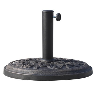 Bronze Finish Round Resin Parasol Base with Rose Pattern