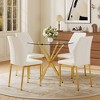 5-Piece Dining Set with Round Tempered Glass Table and 4 Armless Chairs - 3 of 4