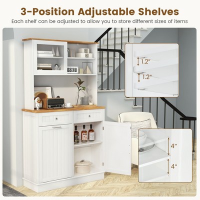 White and Natural MDF Tilt Out Trash Cabinet with Hutch