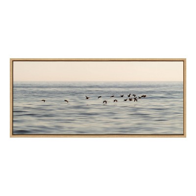 Natural Framed Coastal Bird Canvas Wall Art, 20x43