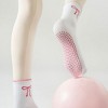 Anna-Kaci Women's 2-Pack Non-Slip Grip Socks with Bow Embroidery and Anti-Skid Dot Soles - 4 of 4