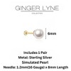 Pearl Flat Back Earrings for Women Sterling Silver Cartilage Helix Upper Lobe Body Piercing Stud Ginger Lyne - 4 of 4