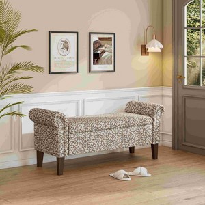 CAVINAS Rectangular Polyester Storage Ottoman Bench,Upholstered Ottoman with Rolled Arms for Living Room,Bedroom - 1 of 4
