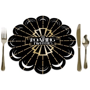 Big Dot of Happiness Roaring 20’s - 1920s Art Deco Jazz Party Round Table Decorations - Paper Chargers - Place Setting For 12 - 1 of 4