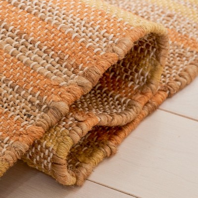 Handwoven Natural and Gold Wool and Cotton 4' x 6' Area Rug