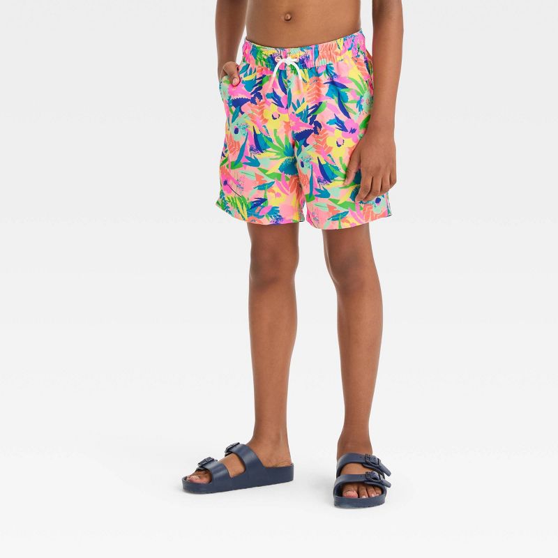 Boys&#39; Tropical Floral Printed Swim Shorts - Cat &#38; Jack&#8482;, 1 of 5