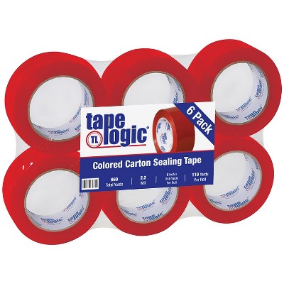 Tape Logic Carton Sealing Tape 2.2 Mil 2" x 110 yds. Red 6/Case T90222R6PK