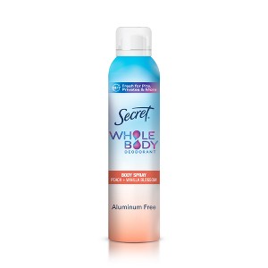 Secret Whole Body Aluminum Free Deodorant Spray - Peach & Vanilla - 3.5oz - 1 of 4
