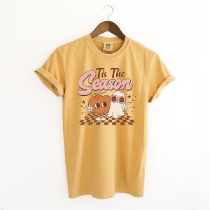 Simply Sage Market Women's Tis The Season Pumpkin Ghost Short Sleeve Garment Dyed Tee - 1 of 2