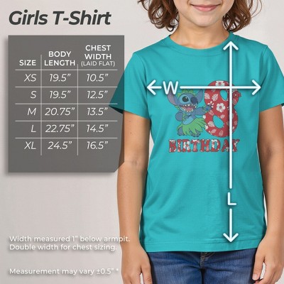 Lilo & Stitch Girl's Lilo & Stitch 8th Birthday Hula Dance T-Shirt - Tahiti Blue - Large — фото 5