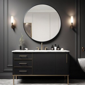 TUYOHW 39 Inch Wall Mount Bathroom Mirror,Modern Round Wall Mount Vanity Mirror with Metal Frame for Bathroom,Bedroom - 1 of 4