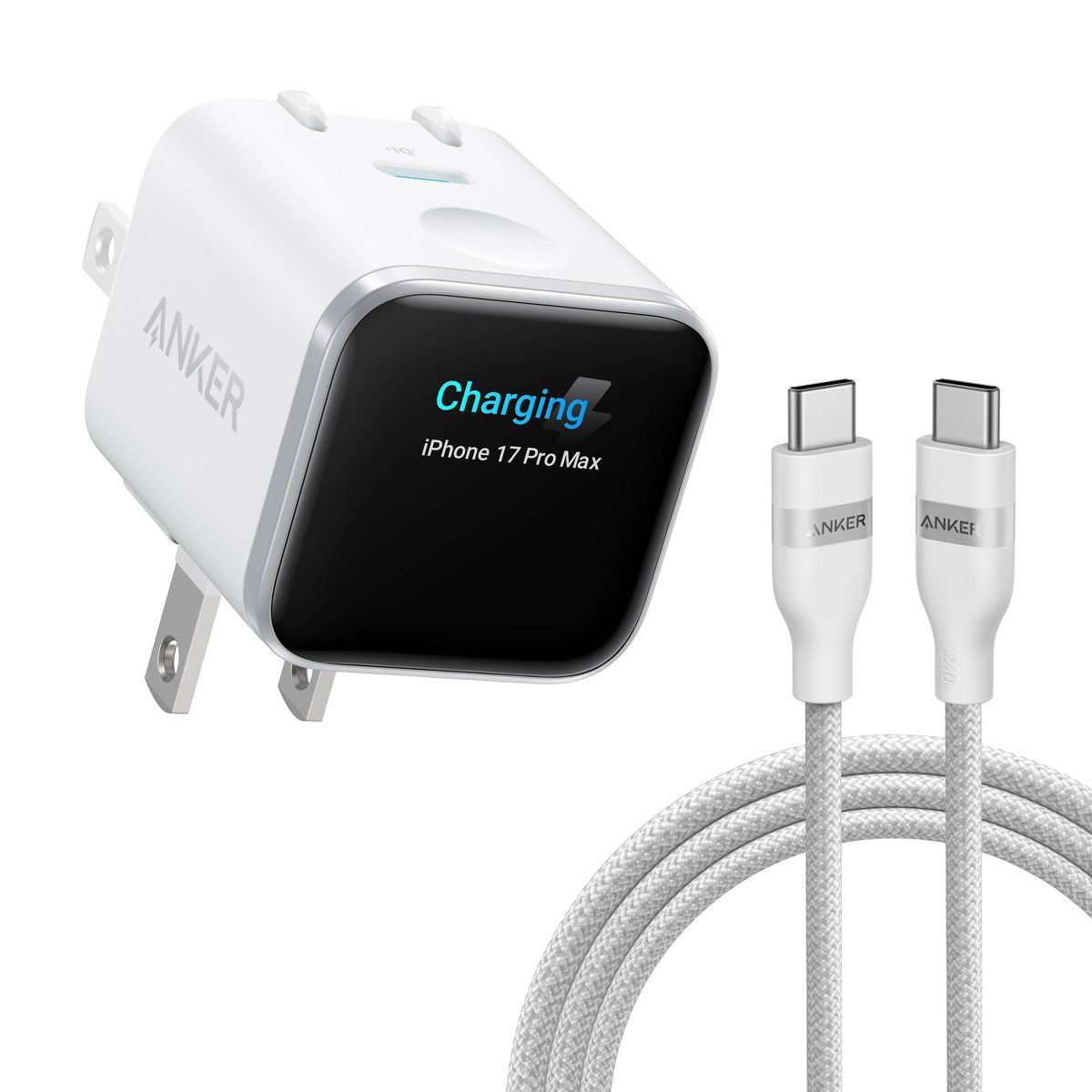 Anker 45W Digital Wall Charger with USB-C to USB-C Cable - 6 ft - White - thumbnail 2