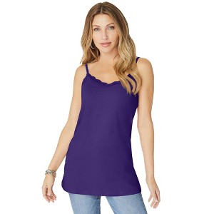 Roaman's Women's Plus Size Lace Trim Bra Cami - 1 of 4