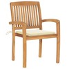 vidaXL 2x Solid Teak Wood Garden Chairs with Cushions Seating - Cream 8 pcs - 3 of 4