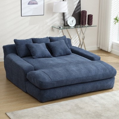 MOONMISS Chenille 2-seater lazy sofa With 5 back pillows,Comfy Sofa- Deep Seat Couch for Living Room,Club