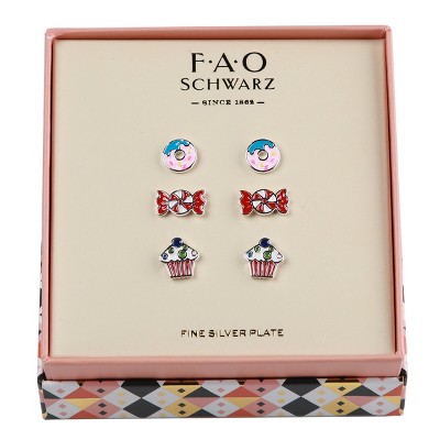 FAO Schwarz Enamel Sweet Treats Trio Earring Set