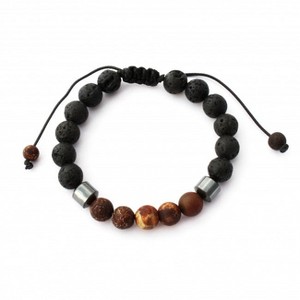 Plantlife Aromatherapy Bracelet - Adjustable Brown Agate & Lava Rock, Natural Stone Jewelry for Essential Oil Diffusion & Wellness - 1 of 1