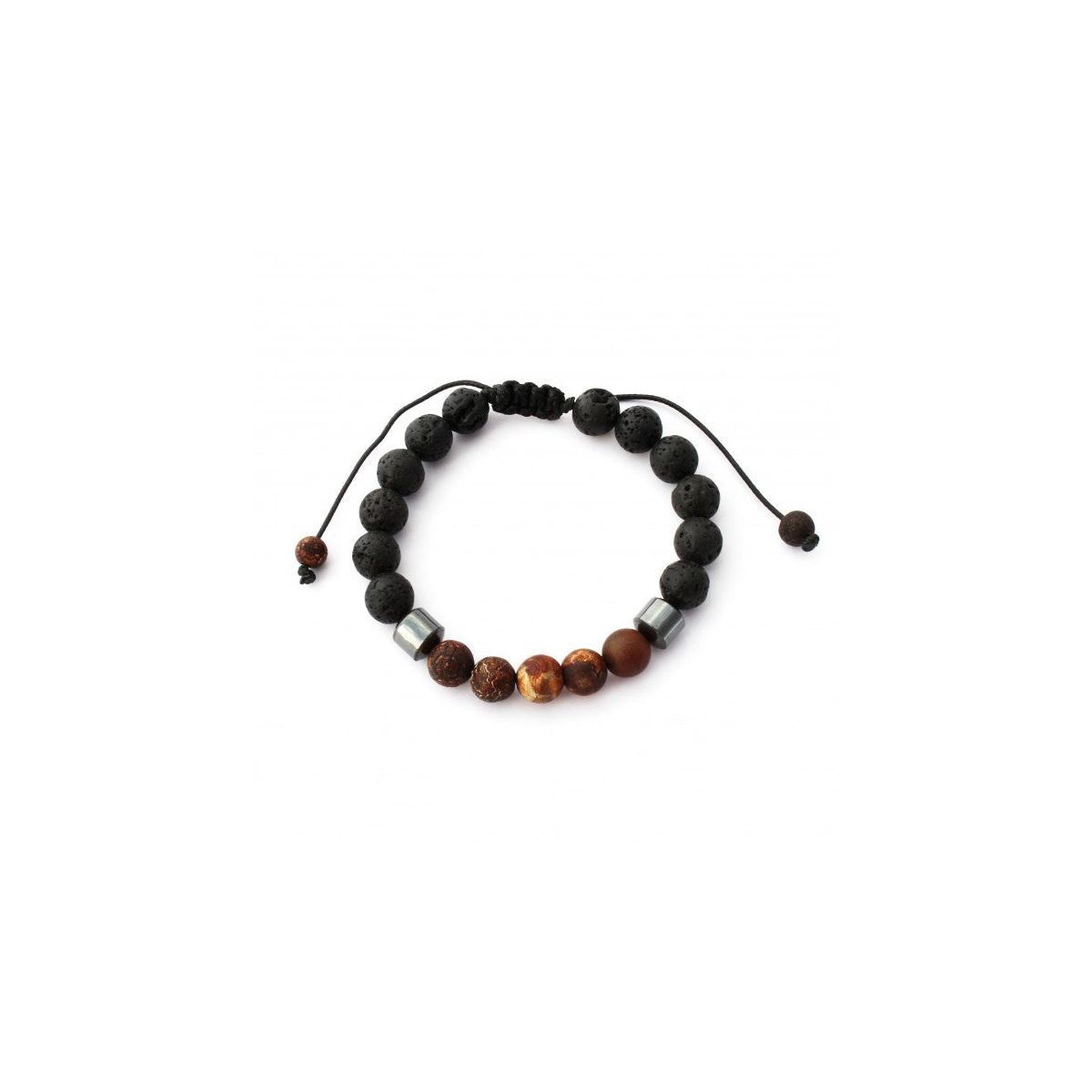 Plantlife Aromatherapy Bracelet - Adjustable Brown Agate & Lava Rock, Natural Stone Jewelry for Essential Oil Diffusion & Wellness