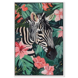 Art Remedy Zebra Hidden in Tropics Tropical Jungle Animals Wall Art Framed - 1 of 4