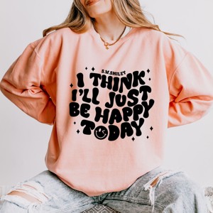 Simply Sage Market S.W.Smiley I'll Just Be Happy Today Lightweight Garment Dyed Sweatshirt - 1 of 4