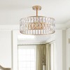DOMETOUR 18'' Gold Crystal Drum Chandelier, 6-Light Pendant for Living, Dining, Bedroom, Kitchen (Bulbs Not Included) - 4 of 4