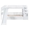 PAGED Twin over Twin Bunk Bed Castle Shaped Metal Bed Frame with Wardrobe and Storage Stairs for Bedroom - 4 of 4