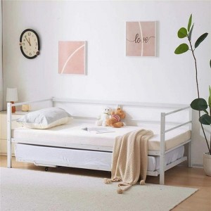 Karl Home White Twin Size Daybed with Pop Up Trundle Heavy Duty Metal Twin Bed with Trundle No Box Spring Needed - 1 of 4